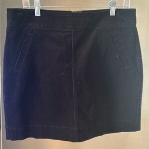 LOFT Black Crushed Corduroy Skirt